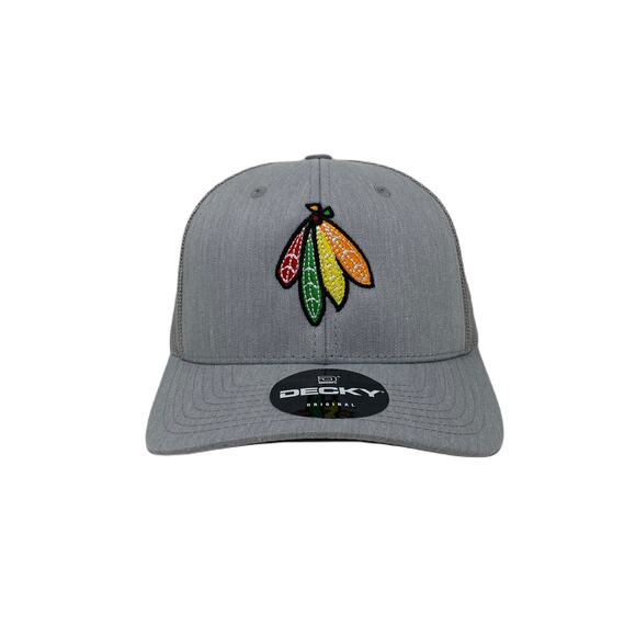 Indian Feather Bundle Trucker Hat in Heather Grey - Picture 2 of 7